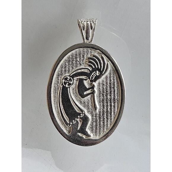 Large Sterling Silver. NATIVE AMERICAN KOKOPELLI PENDANT. 2 5/8". Heavy - Picture 1 of 6